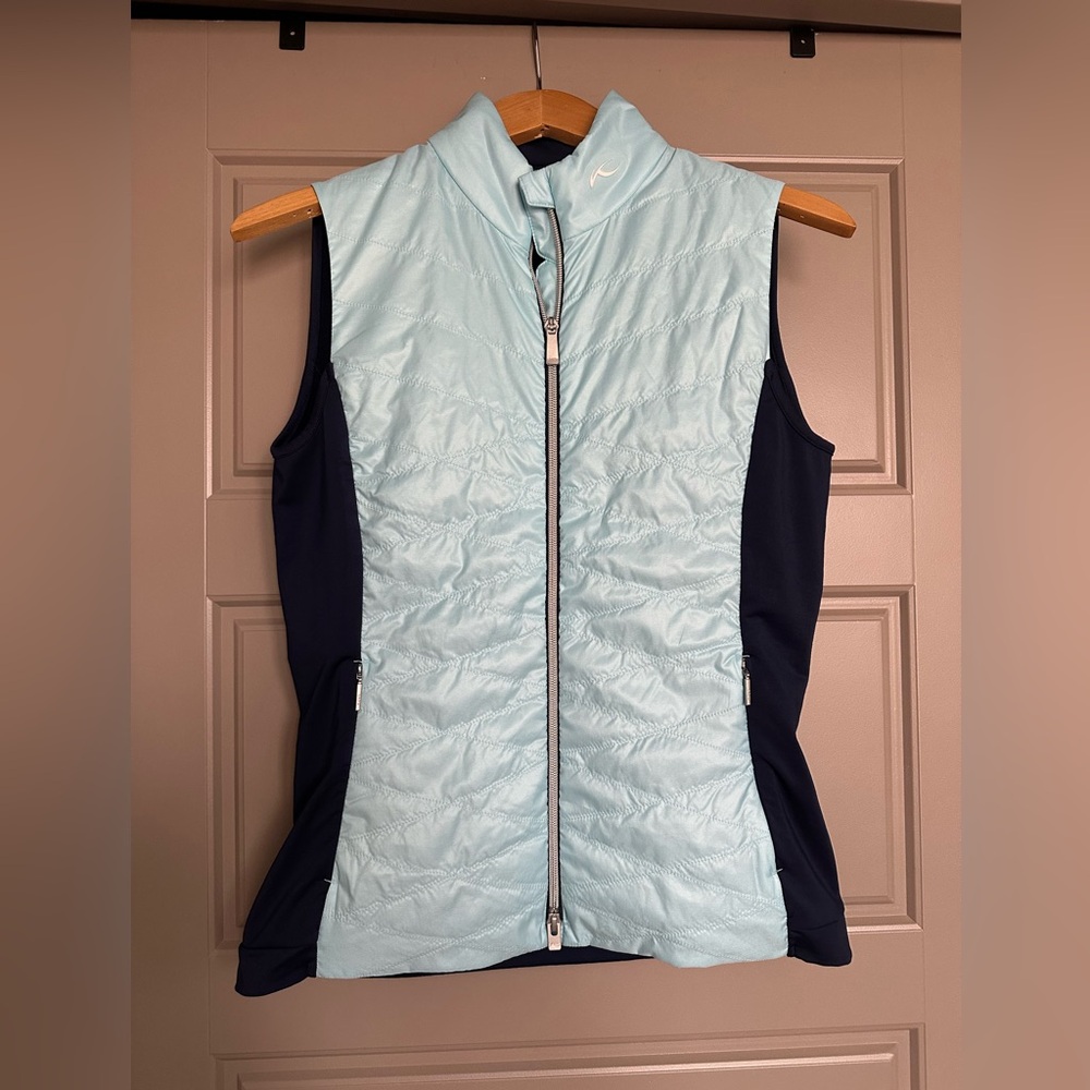 KJUS Women’s Golf Vest, Light And Navy Blue, Zip Up, Size 38/M
